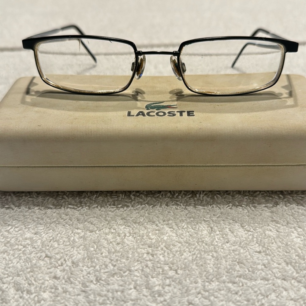 Men’s Lacoste Eye Glasses wi original cleaning cloth and protective storage case